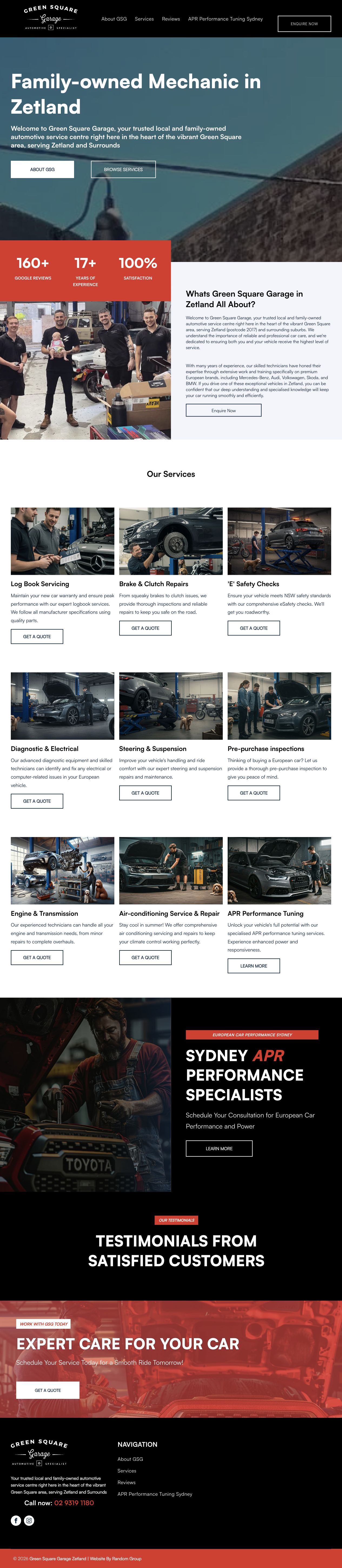 Green Square Garage actual client website