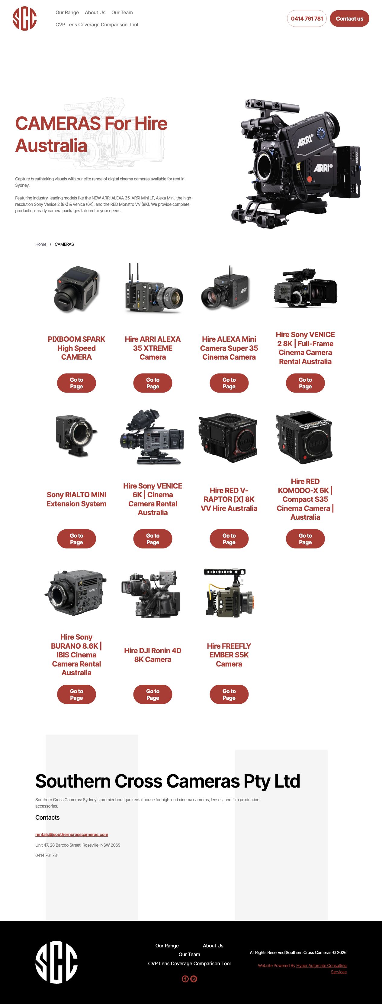 Southern Cross Cameras actual client website