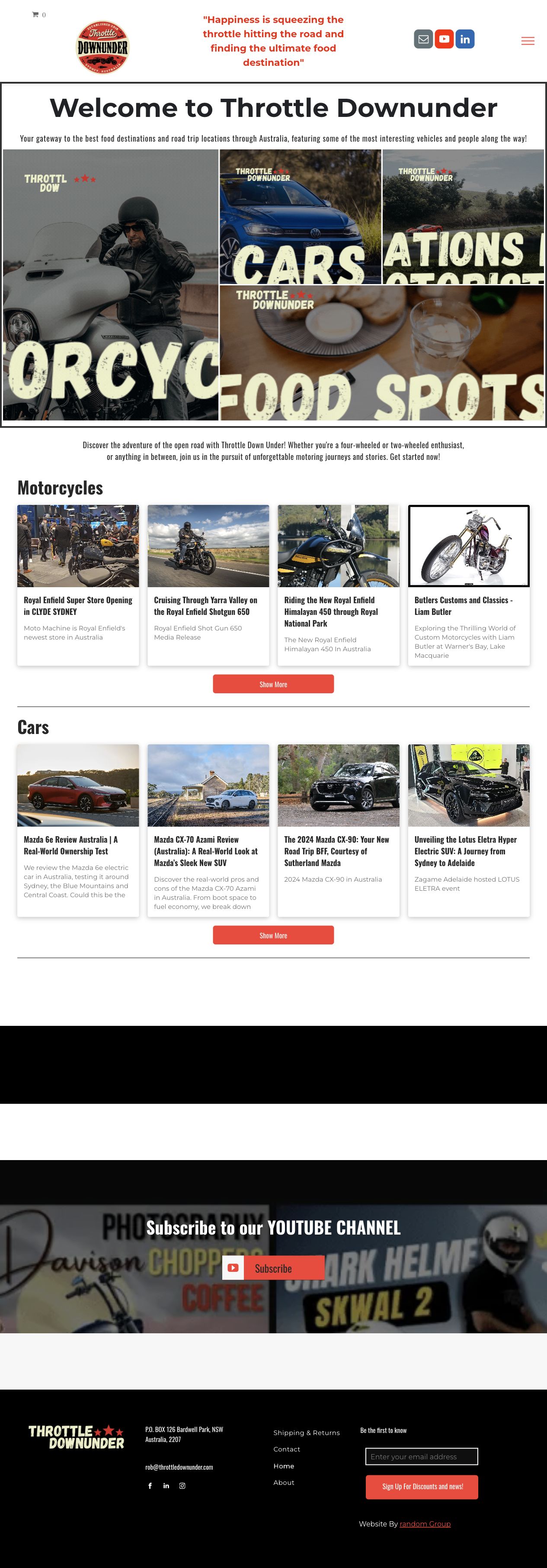 Throttle Downunder actual client website